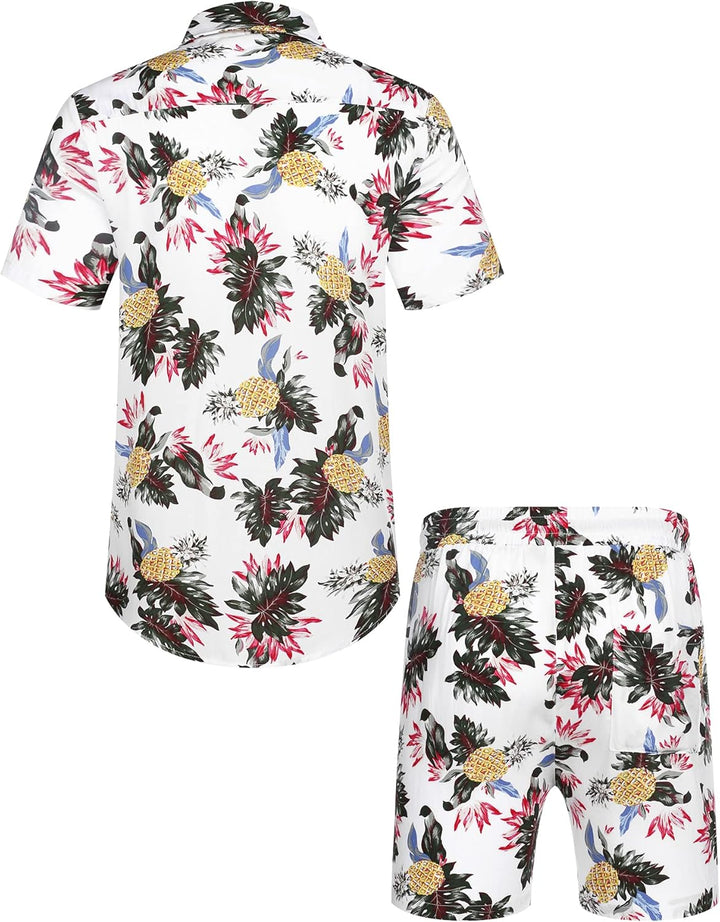 COOFANDY Herren Hawaiihemd Kurzarm Flamingo Hemd Floral Sommerhemd Button Down Blumenmuster Shirt un