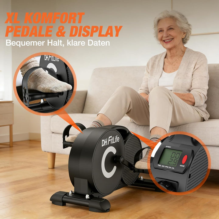 DH FitLife Pedaltrainer für Zuhause, 16-stufig magnetischer Beintrainer, extra leise & gelenkschonen