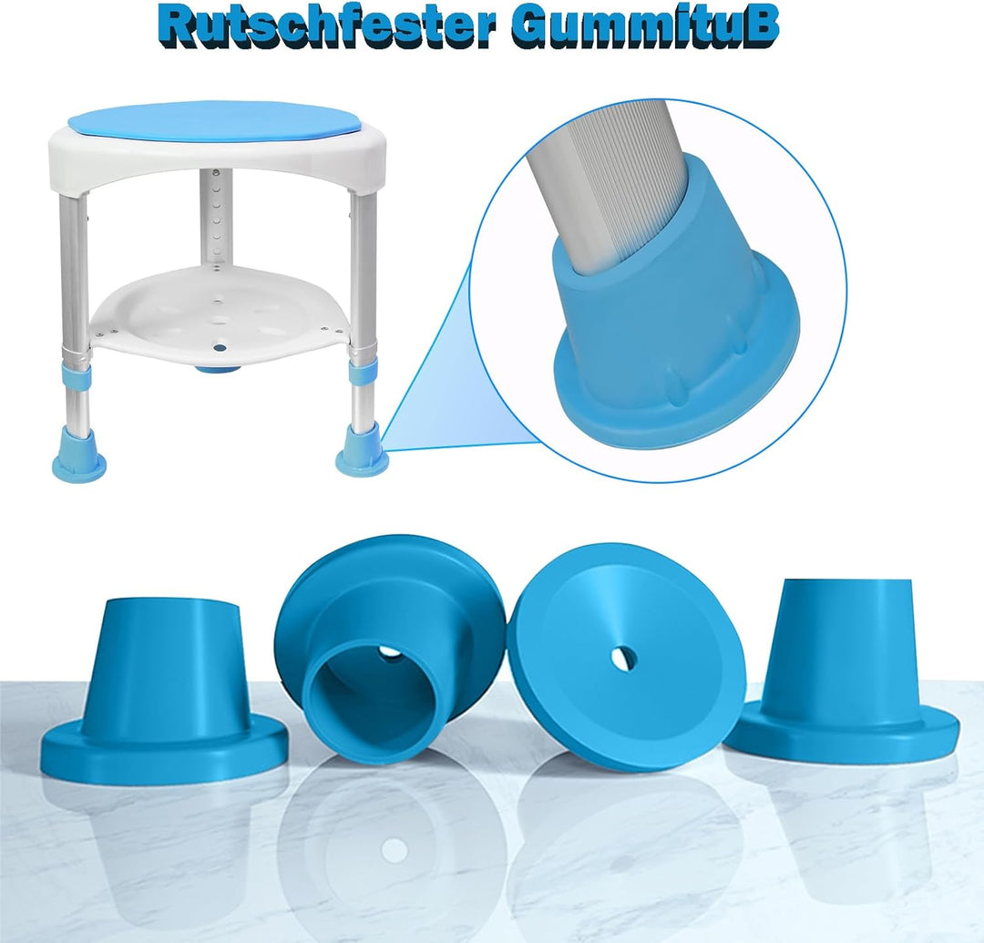 Aufun Duschhocker Duschstuhl 360°Drehbar Badehocker und 45-57cm Höhenverstellbar, Alu und Kunststoff