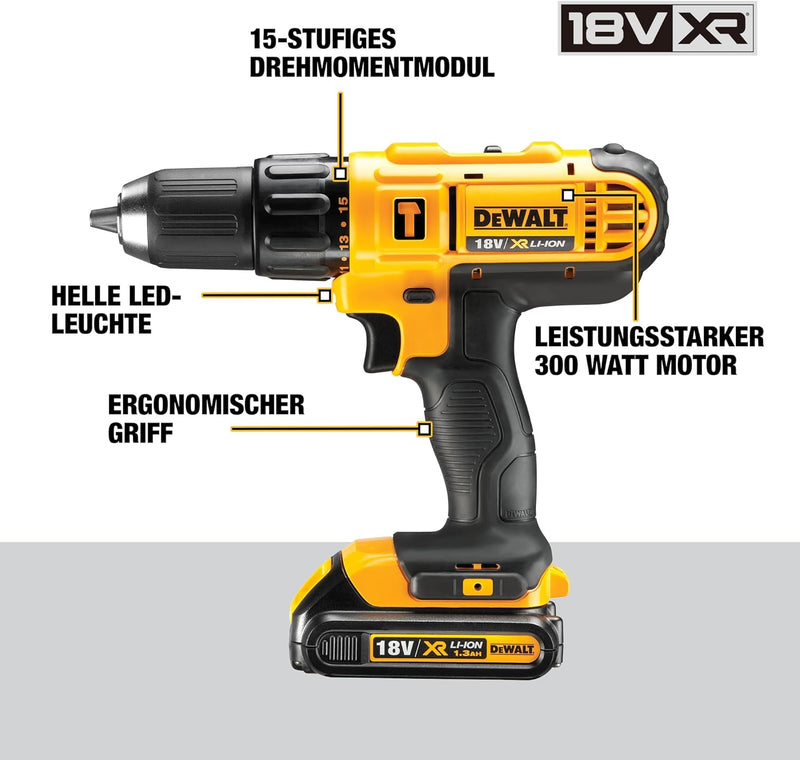 DeWalt XR Akku-Schlagbohrschrauber DCD776C2 – Schlagbohrer mit 2-Gang-Vollmetallgetriebe & LED-Licht