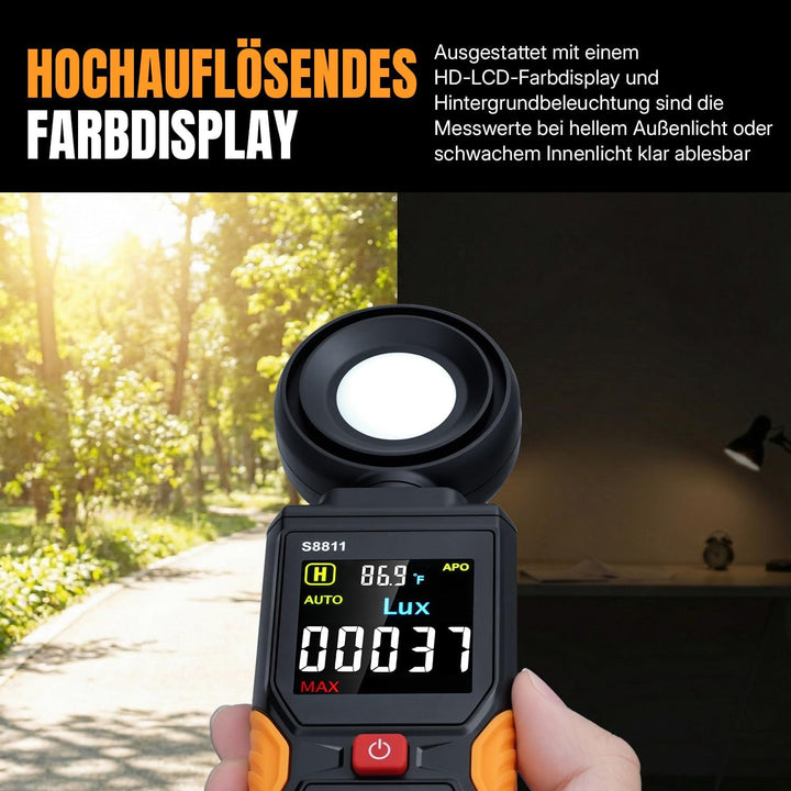 Mcbazel Digitales Luxmeter, Hochpräziser Belichtungsmesser Tragbare Photometer 200.000 Lux/FC mit 27