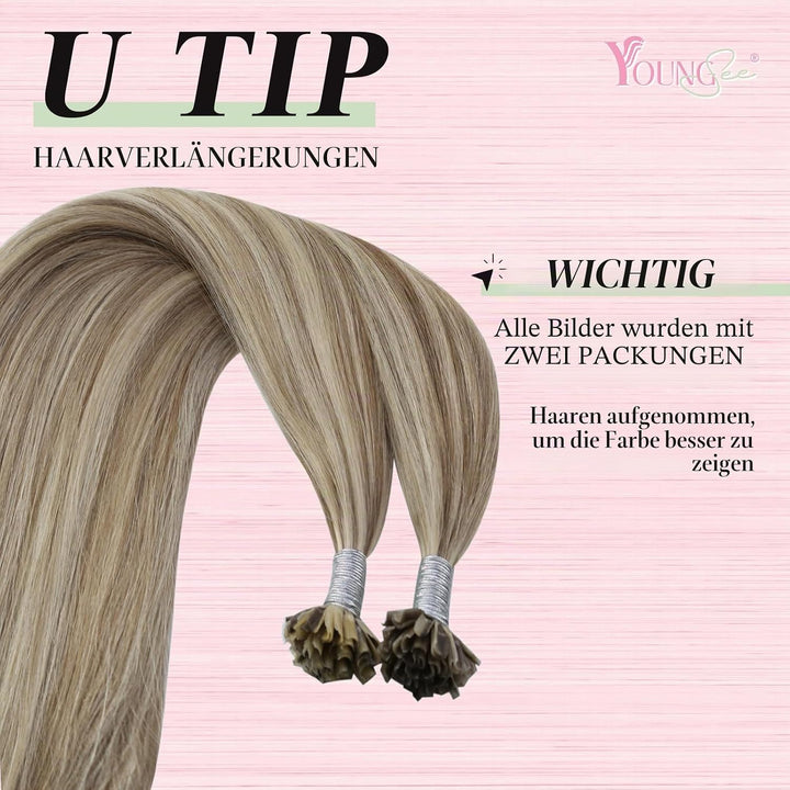 YoungSee Extensions Echthaar Bondings 1g 50cm Haarverlangerung Bondings Echthaar Bonding Extensions