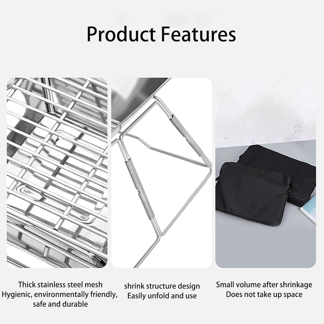 Faltbarer Lagerfeuer-Grill, Camping-Feuerstelle mit Tragetasche, Faltbar BBQ Feuerstelle Grill für C