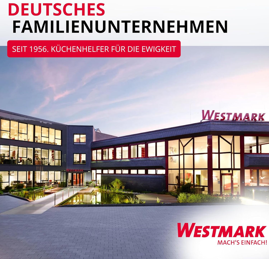 Westmark Gemüse-Spiralschneider Hand, mit 3 Schneidkegeln und Restehalter, Rostfreier Edelstahl/Kuns