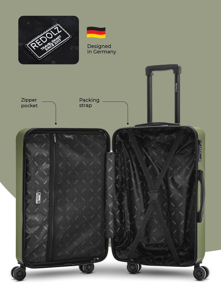 REDOLZ mittelgrosser Hartschalen Check-in Koffer | Trolley 44 x 25 x 67 cm aus hochwertigem ABS Mate