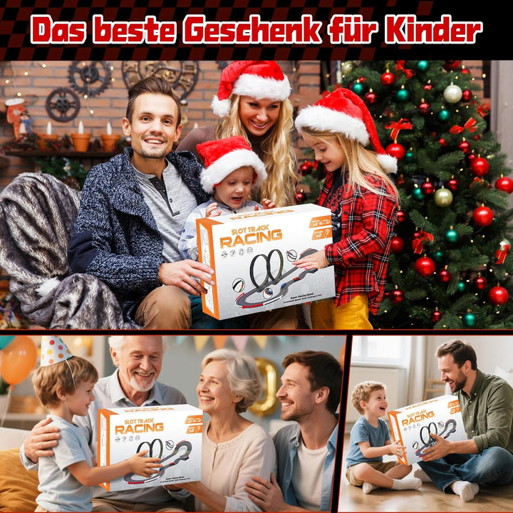 FORMIZON Elektrische Rennbahn Kinder, Doppelte Elektrische Rennstrecke Spielzeug mit 2 Handreglern,