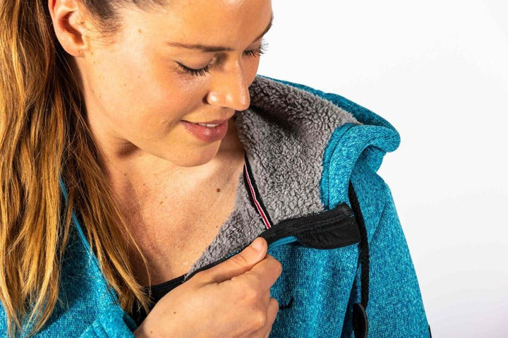 Maul Damen Chieming mit Kapuze Polar-strickfleece Jacke, Türkis
