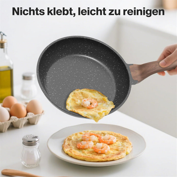 YASHE Bratpfanne mit Antihaftbeschichtung, 28 cm, Pfanne mit Granitbeschichtung für Eier, Pfannkuche