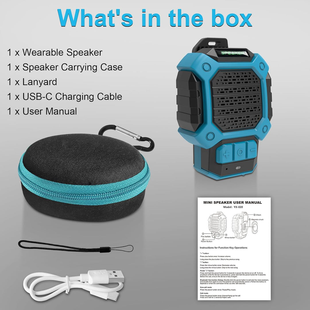 tragbarer Mini Bluetooth Lautsprecher, Clip-On Wireless Jobsite Pro wasserabweisender tragbarer Laut