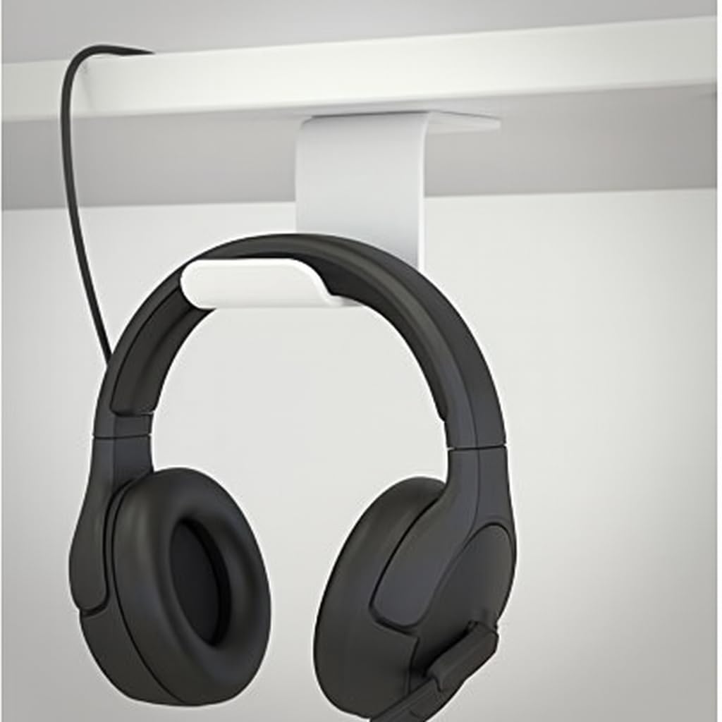 MULTIBRACKETS Kopfhörerhalter Unter Tisch, Weiss | Headset Halterung Schreibtisch, Aluminium, Untert