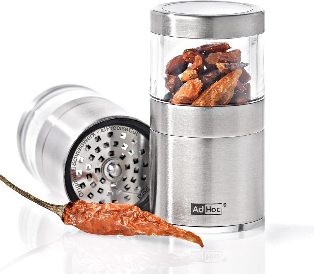 AdHoc MP206 Mini Chili- und Gewürzschneider VOYAGE, mit original SchneidWerk® (ohne Gewürz), Edelsta