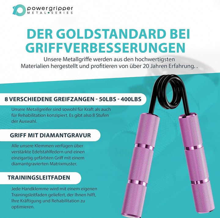 RPM Power PowerGripper Metall Handmuskeltrainer - (50lbs - 400lbs) für das Training von Griffen, Han