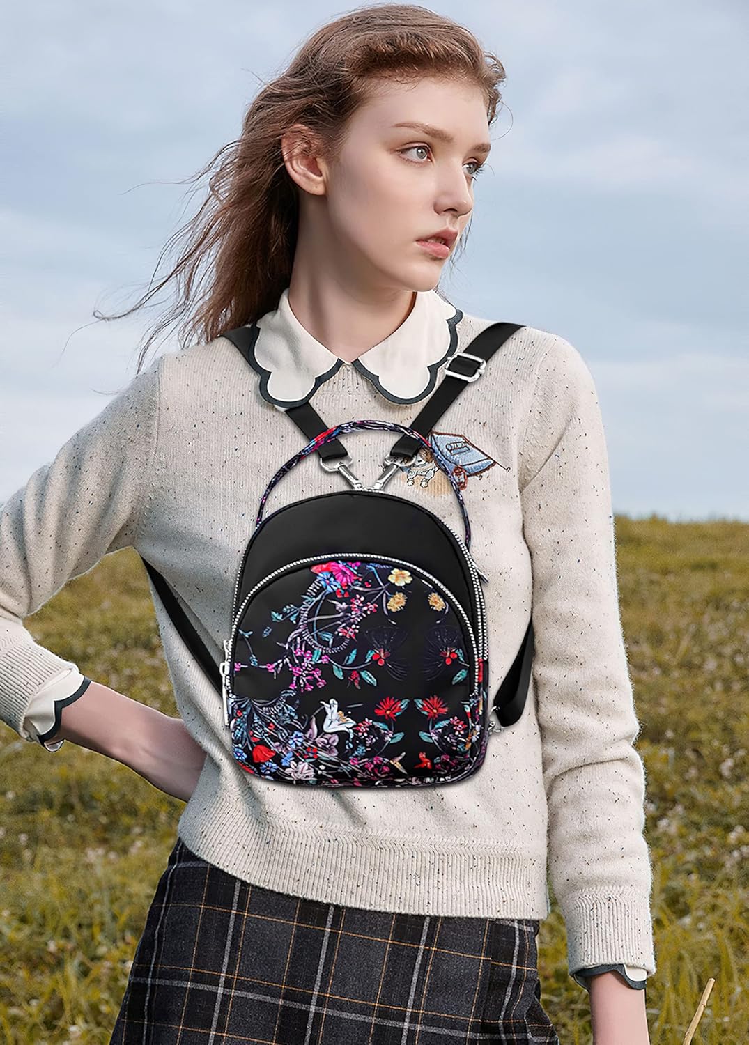 DIRRONA Damen Handtasche Lässiges Damen Umhängetasche Klein Rucksack Mode Drucken Schultertaschen Mu