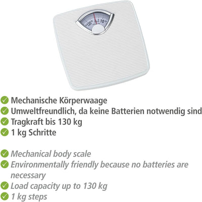 WENKO Personenwaage mechanisch, präzise, analoge Körperwaage mit grosser Skala und Rutschfester Trit