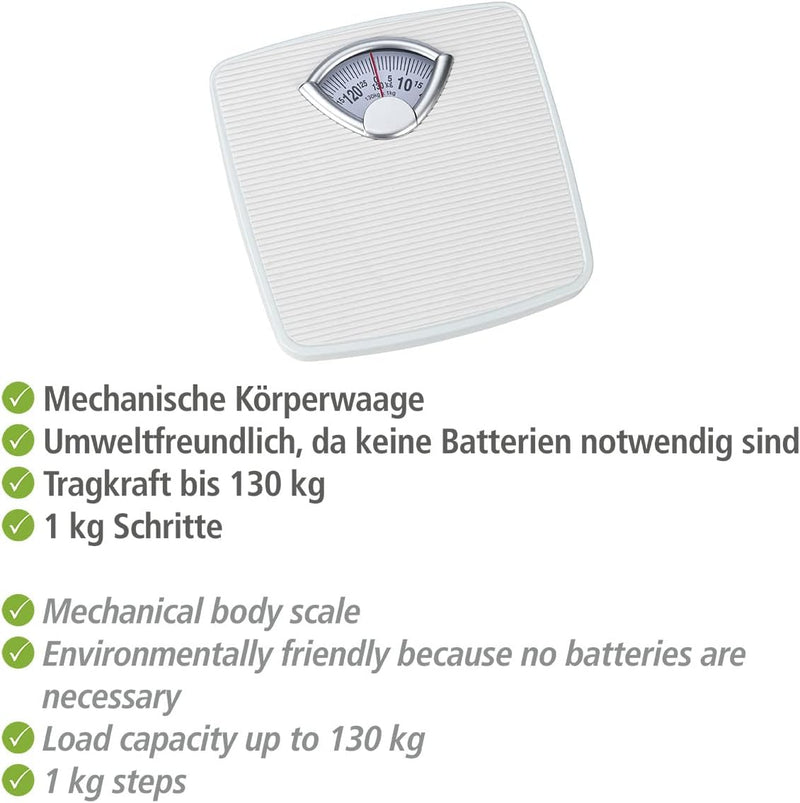 WENKO Personenwaage mechanisch, präzise, analoge Körperwaage mit grosser Skala und Rutschfester Trit