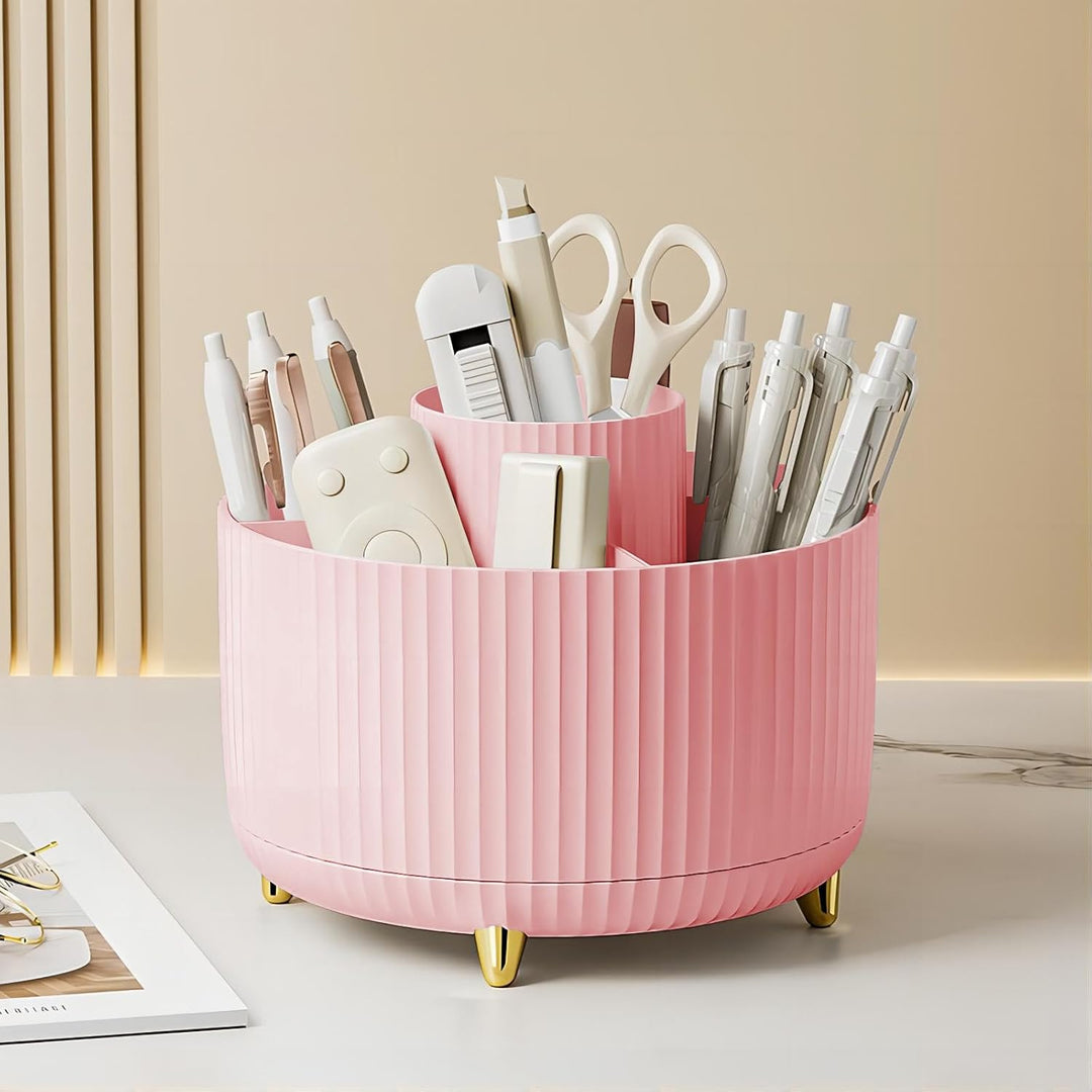 DASITON Make up Kosmetik Organizer mit 5 Fächern,360° Drehbarer Pinsel Organizer,Grosser Kapazität S