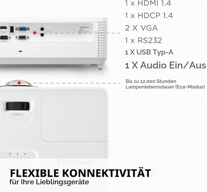 Viewsonic PA503S 3D Heimkino DLP Beamer (SVGA, 3.600 ANSI Lumen, HDMI, 2 Watt Lautsprecher, 1.1x opt