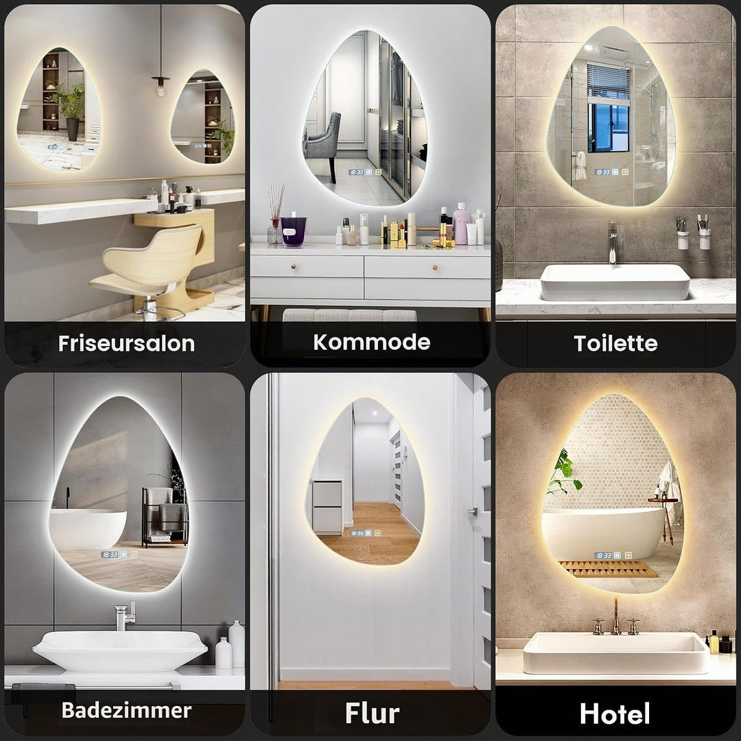 Badezimmerspiegel mit Antibeschlag Timerfunktion | Badspiegel mit Beleuchtung Dimmbar 3000K 4000K 65