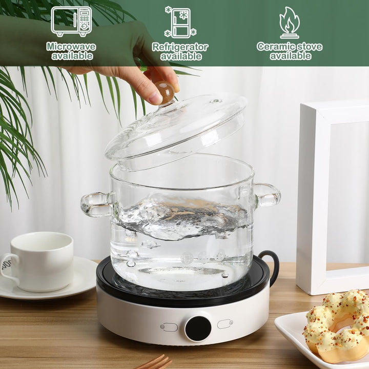 Garneck Hochwertiger Transparenter Glastopf Mit Deckel Und Doppelgriff Hitzebeständig Für Babynahrun