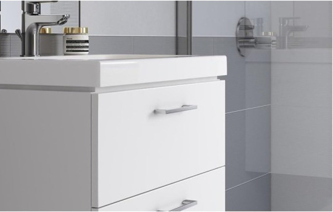 VBChome Badmöbel Waschbecken mit Unterschrank 80cm Waschtisch 2-Schubladen Weiss Lara, 80cm