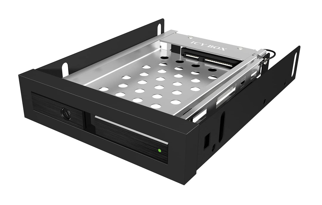 ICY BOX HDD & SSD Wechselrahmen, 1x 2,5 Zoll in 1x 3,5 Zoll Schacht mit Fronttür, SATA, Metall, Schw