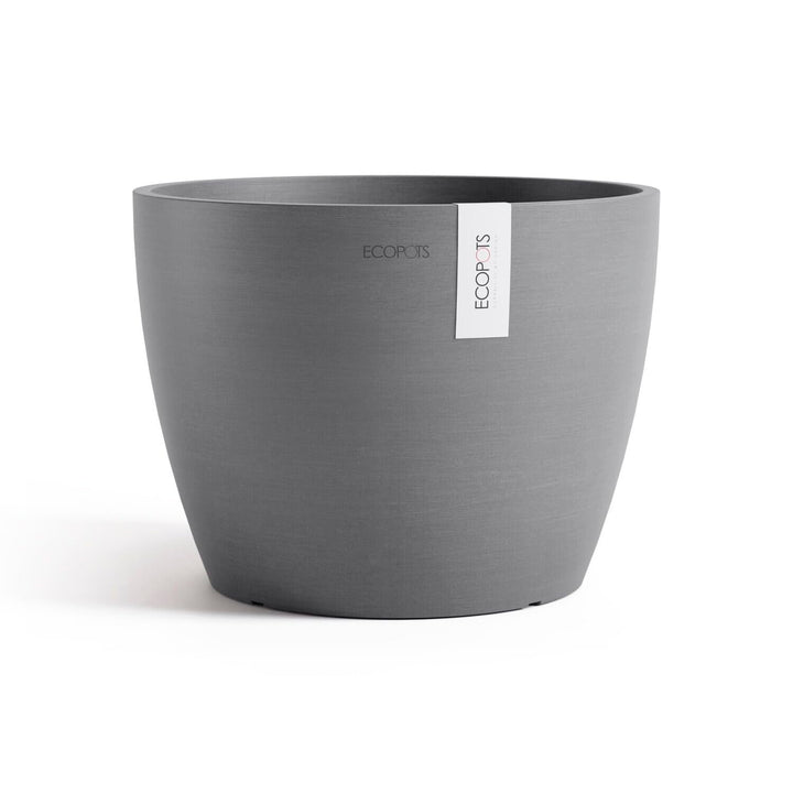 ECOPOTS Blumentopf Stockholm Grau - Durchmesser Ø 23 cm rund gross - Pflanzentopf aus Recycling Kuns