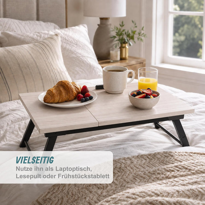 Relaxdays Laptoptisch für Bett &amp; Couch, klappbarer Betttisch, Bambus, höhenverstellbar, Betttablett,