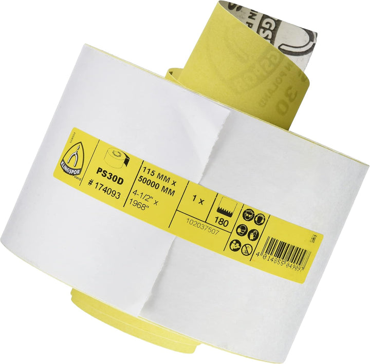 Klingpsor 174093 - PS 30 D Schleifmittelrollen mit Papierunterlage, 115x50000 - Korn 1b0 Korn 180, K