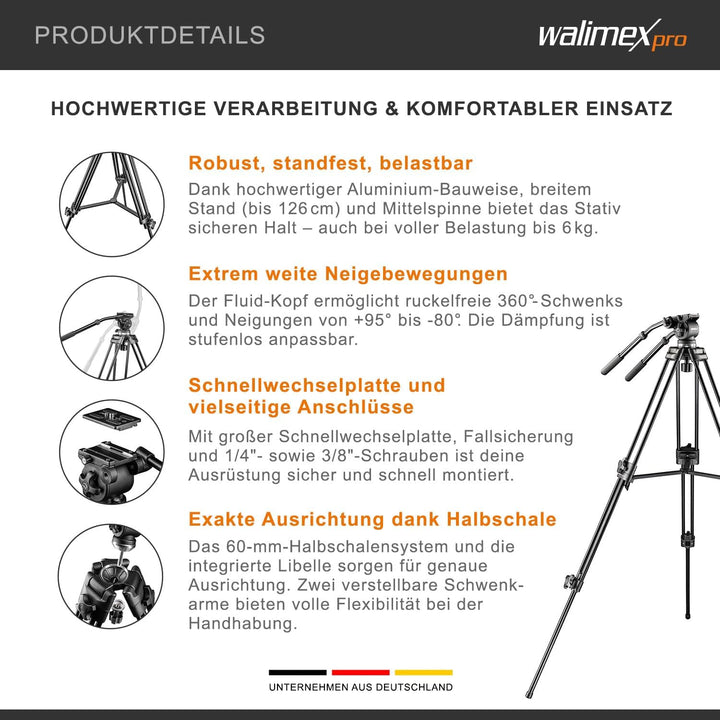 Walimex Pro EI-717 Video-Pro-Stativ (133 cm)