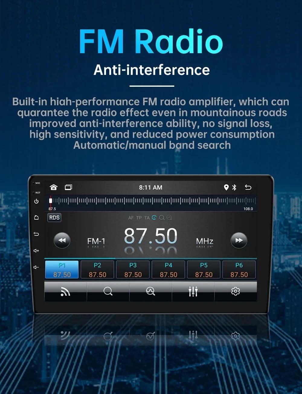 Android Autoradio mit GPS-Navigation, Phone Mirrorlink, FM-RDS-Radio, Carplay ,Stereo Audio Auto Rad