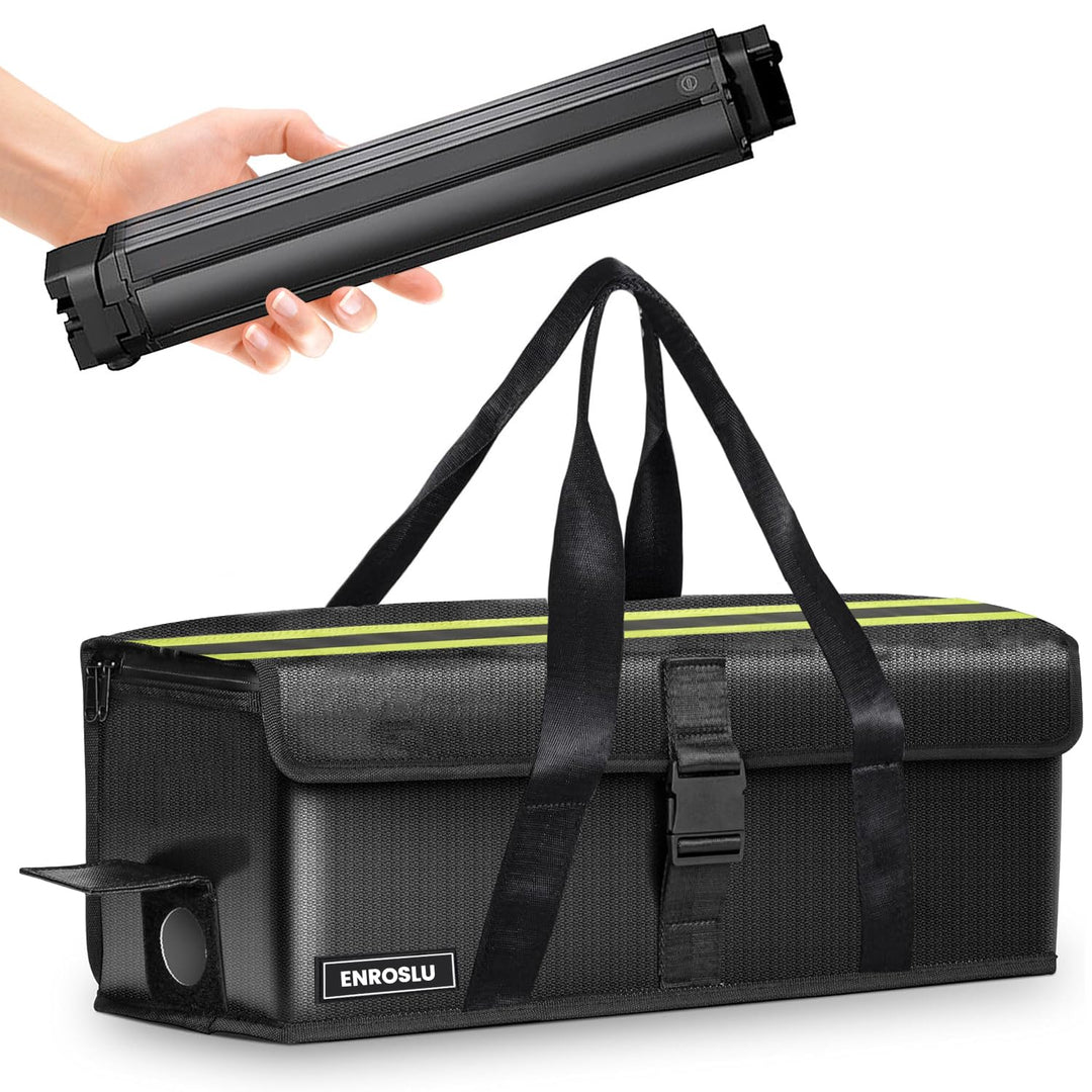 ENROSLU Ebike Akkutasche, 8 Schichten Brandschutz, Feuerfeste Akkutasche bis 1400 °C, Wasserdicht, E