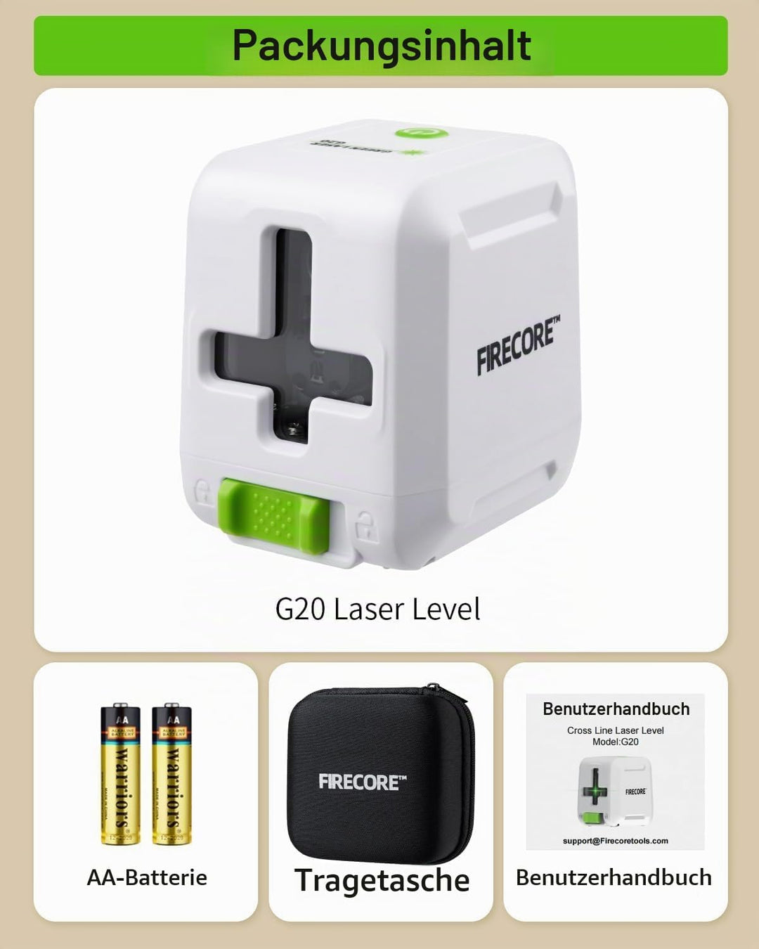Kreuzlinienlaser Firecore Laser-Wasserwaage Selbstnivellierender Vertikale und Horizontale Laser Lev