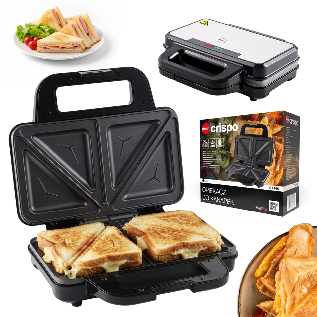 Sandwichmaker 900W, Sandwich Toaster mit Extra grossen Antihaftplatten 268×145 mm, Toastmaker für 2