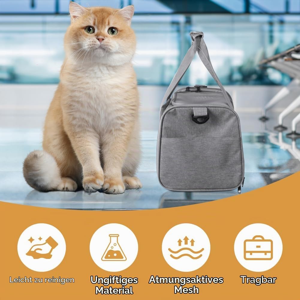 Hundebox faltbar, Hundetransportbox, Transporttasche für Katze Hund für Reise Auto Flugzeug, Leicht