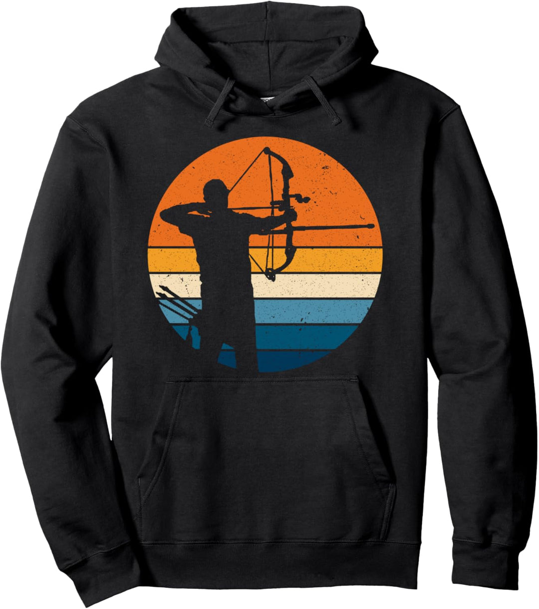 Bogenschiessen Sport Retro Vintage Sunset Bogenschütze Bogen Pullover Hoodie