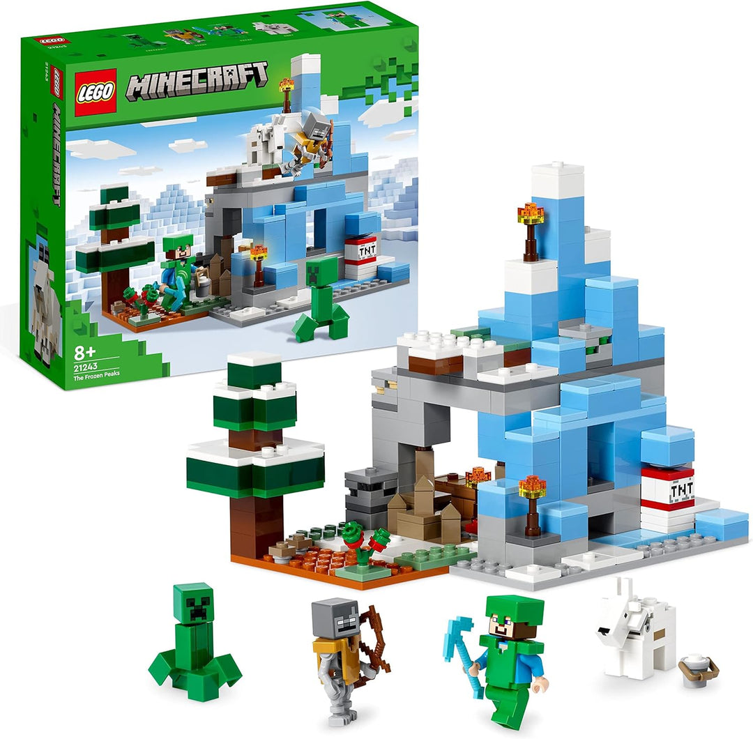 LEGO 21243 Minecraft Die Vereisten Gipfel, Set mit Steve-, Creeper- und Ziegen-Figuren, eisiges Biom