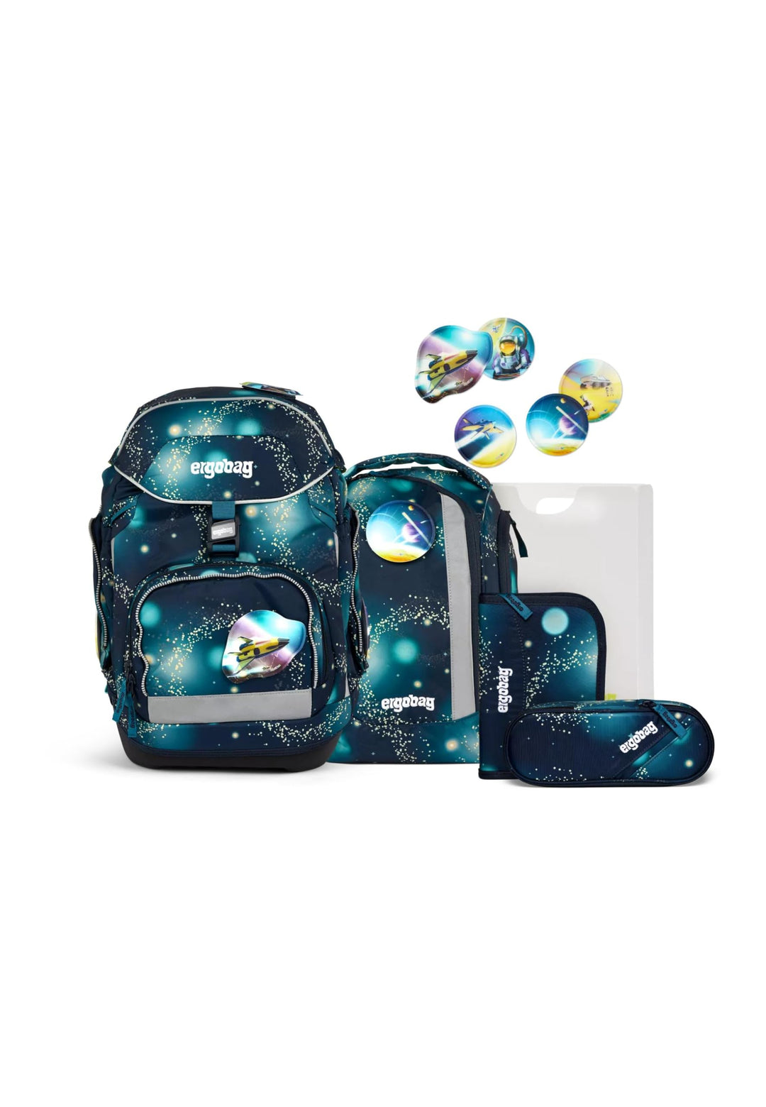 ergobag pack Set ergonomischer Schulrucksack Flexibel 6-teilig 1. Klasse Grundschule Raumfahrbär - D
