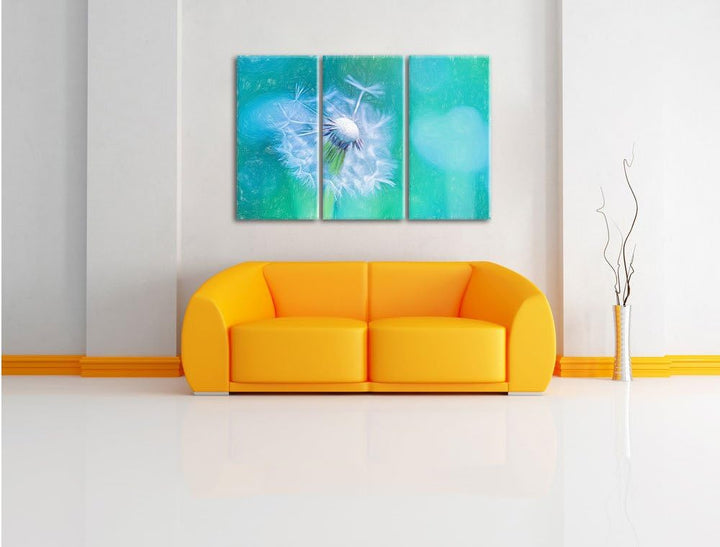 Pixxprint Schöner weisser Löwenzahn als Leinwandbild/Grösse: 3 Teilig (120x80) / Wandbild/Kunstdruck