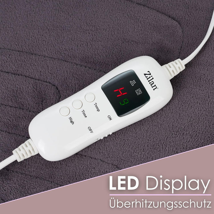 Zilan Elektrische Heizdecke mit Abschaltautomatik | Kuscheldecke | XXL 180 x 160 cm | Timer | bei 40
