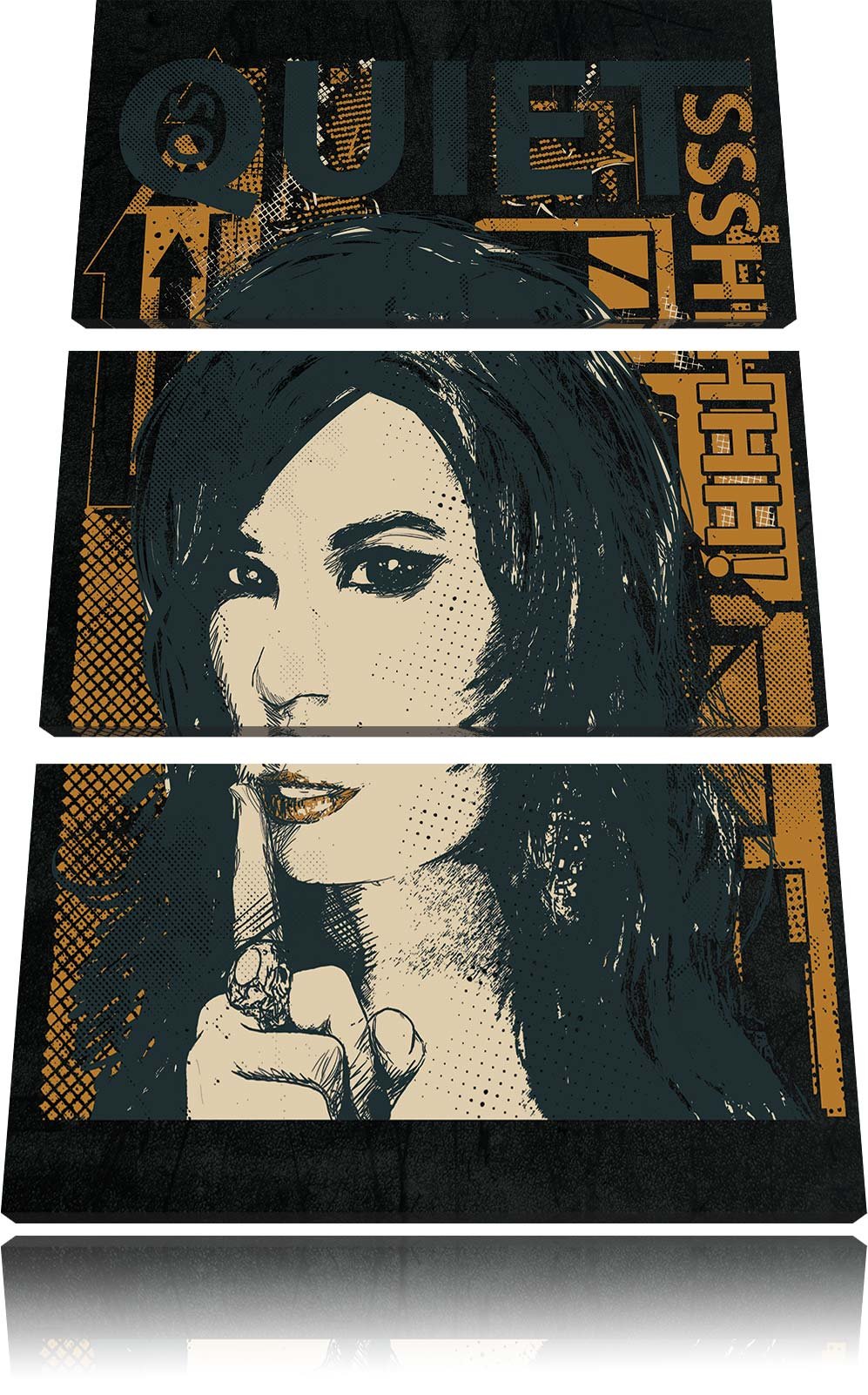 Keep a secret black Bild 3-Teiler Leinwandbild 120x80 Bild auf Leinwand, XXL riesige Bilder fertig g