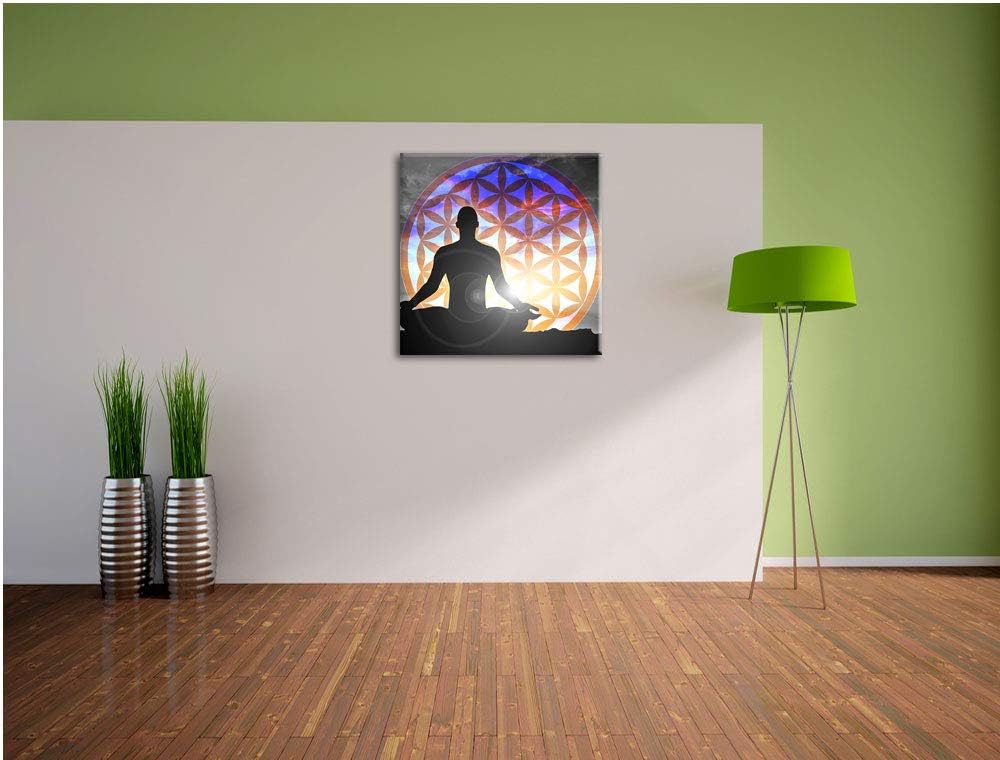 Pixxprint Blume des Lebens als Leinwandbild/Grösse: 70x70 cm/Wandbild/Kunstdruck/fertig bespannt, 70