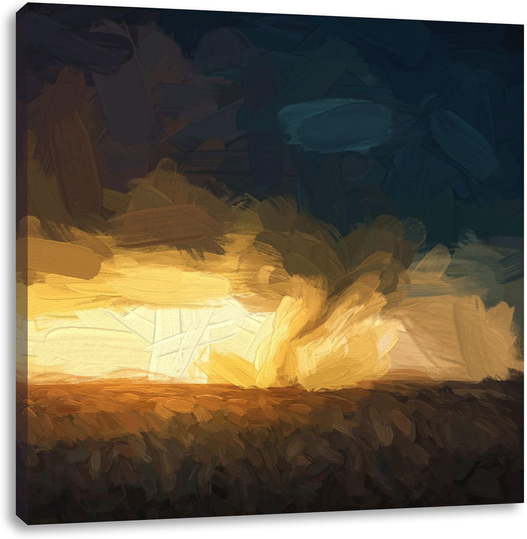Pixxprint Naturgewalt Tornado Pinsel Effekt, Format: 70x70 auf Leinwand, 70x70