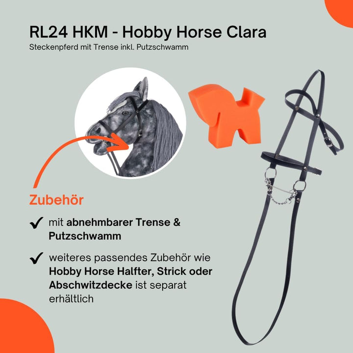 RL24 HKM - Hobby Horse Clara inkl MagicBrush | Steckenpferd mit Trense | Spielpferd aus Plüsch mit H