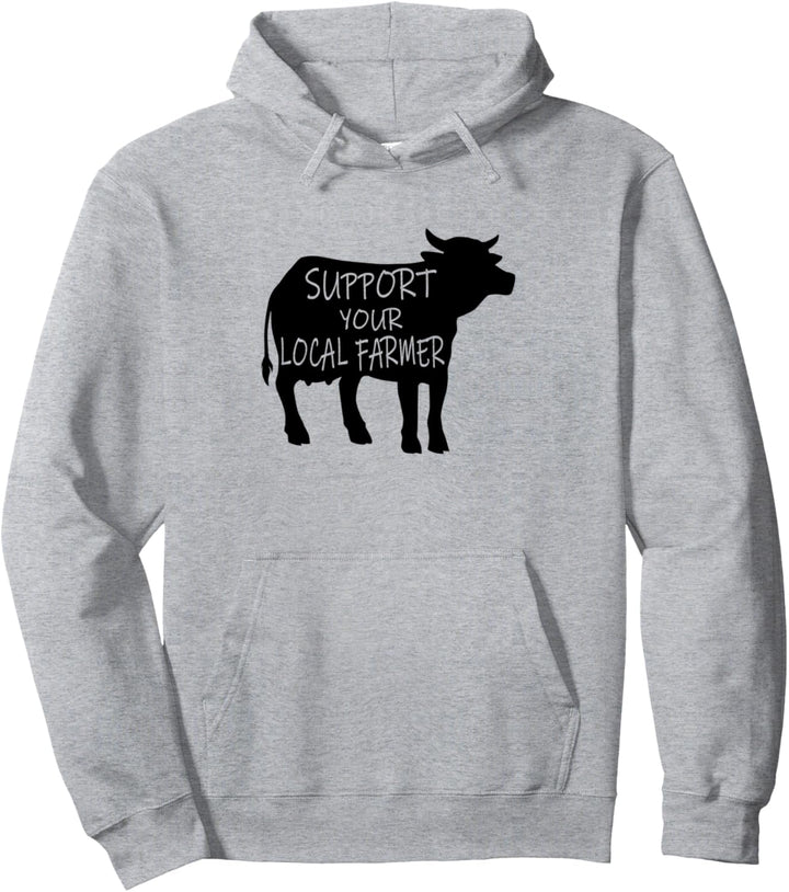 Unterstützen Sie Ihren Landwirt Bauernhof Tier Kuh Pullover Hoodie