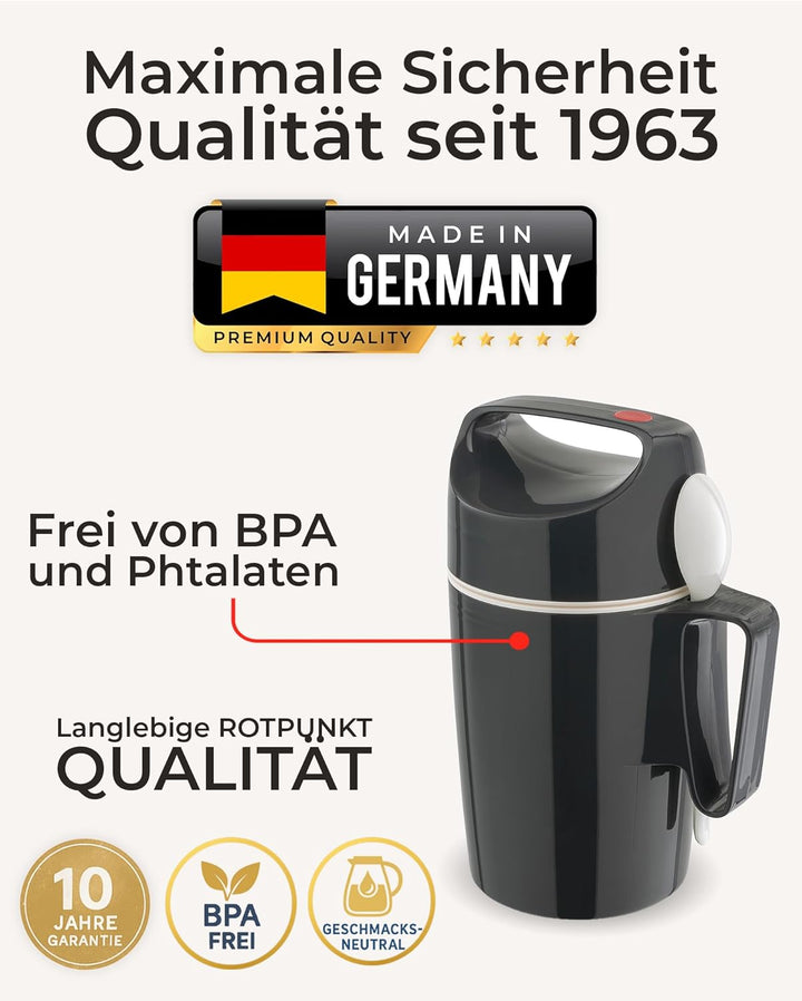 ROTPUNKT Thermobehälter für Essen 850 ml inkl. Löffel – Thermo Lunchbox Heiss & Kalt I Made in Germa
