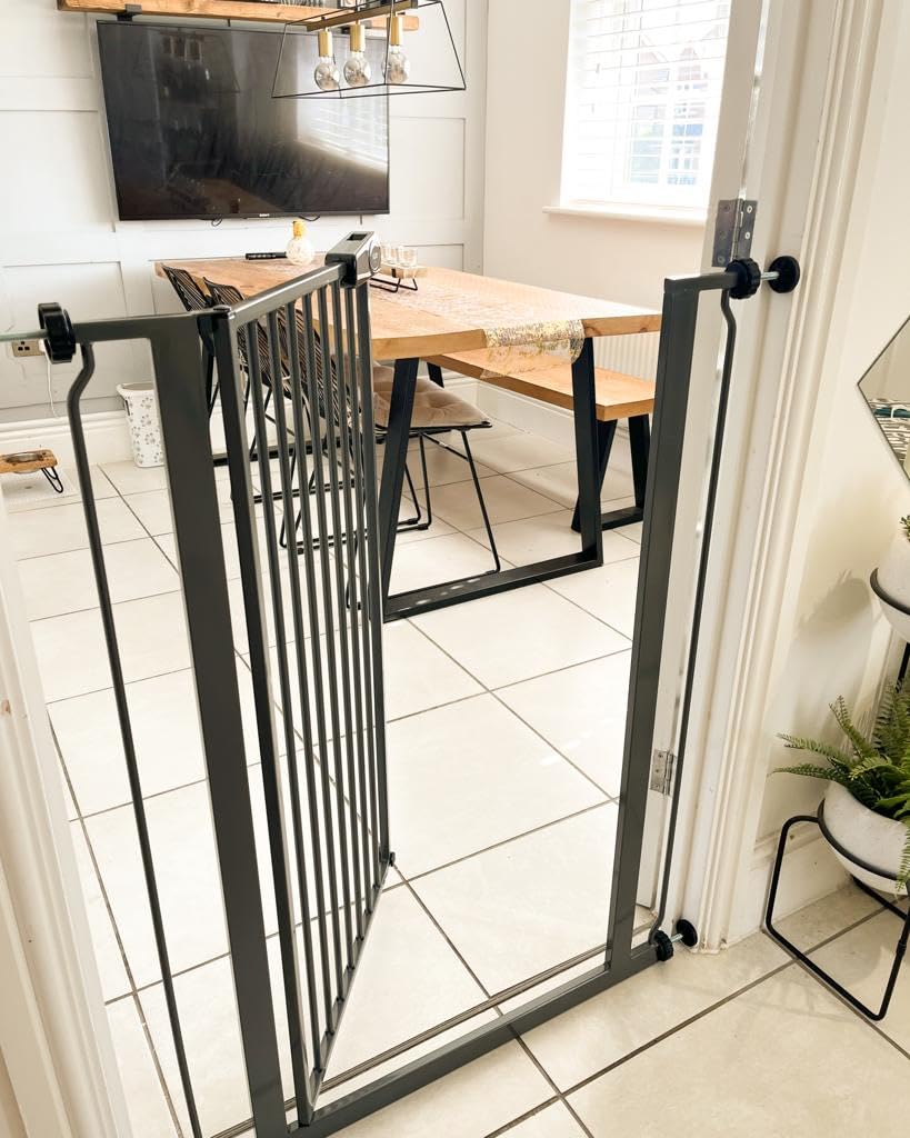 Bettacare Sicherheitsgitter für Kinder und Hunde, Schmal, 68.5cm - 75cm, Schiefergrau, Extra hohes B