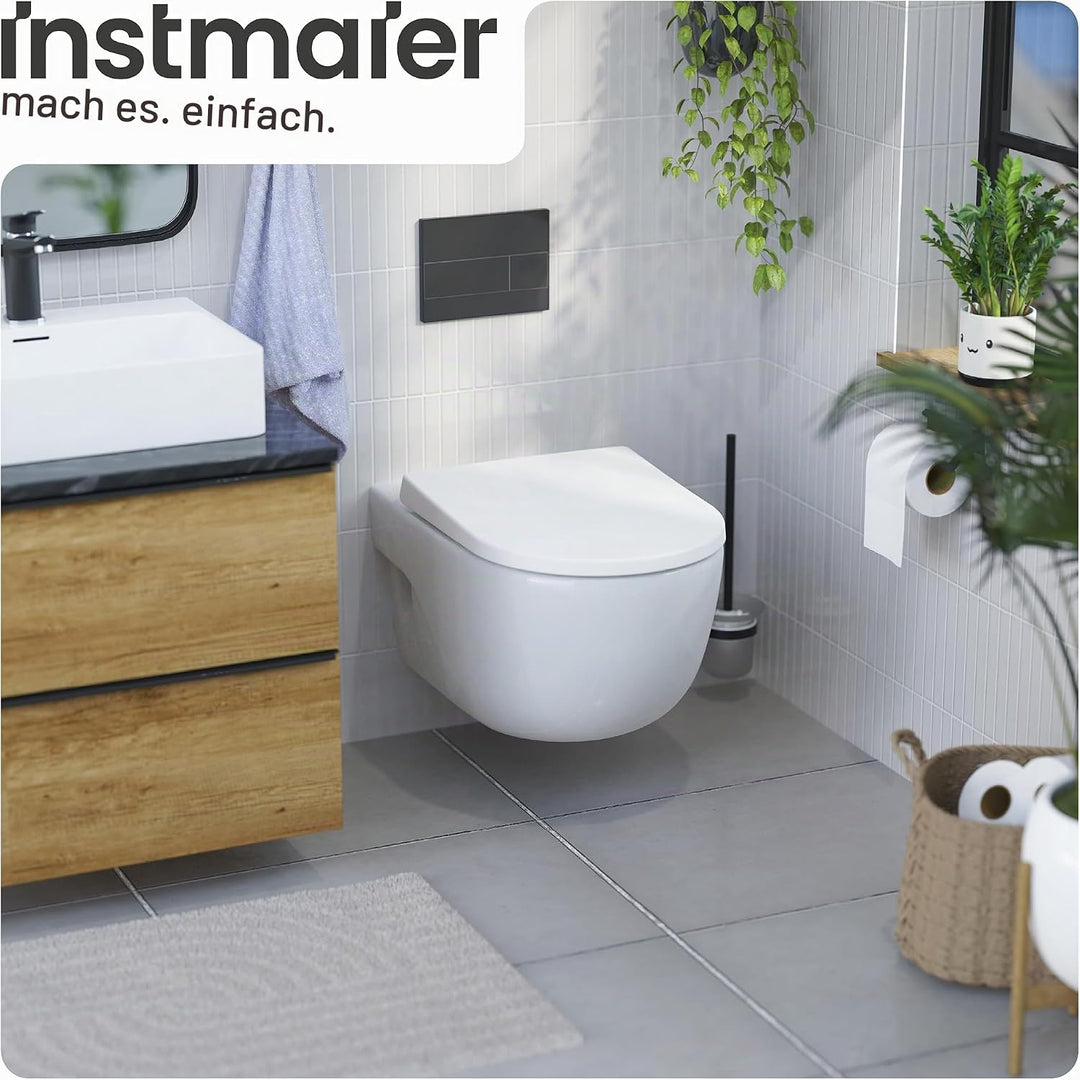 instmaier Helma | Toilettendeckel mit Absenkautomatik | Weiss | D-Form | Toilettensitz aus Duroplast