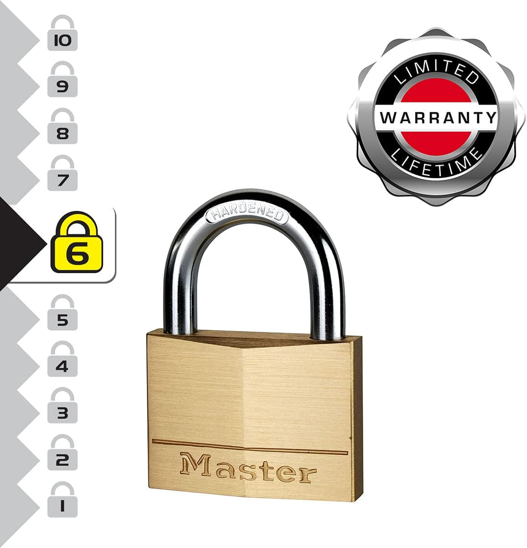 MASTER LOCK 160EURD VORHÄNGESCHLOSS 60MM VOLLMESSING STAHLBÜGEL 29MM 6 cm, 6 cm