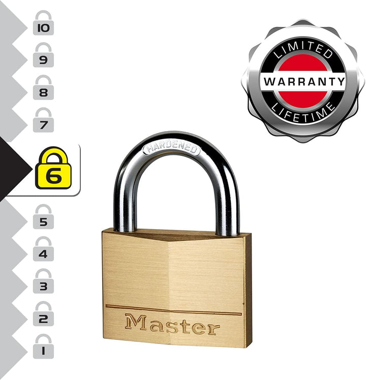 MASTER LOCK 160EURD VORHÄNGESCHLOSS 60MM VOLLMESSING STAHLBÜGEL 29MM 6 cm, 6 cm