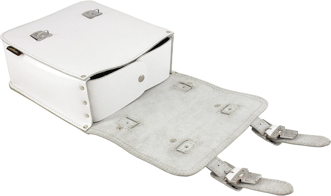 Kleine Leder Hecktasche mit Schnellverschluss Gepäckträger Tasche Packtasche Weiss passend für Simso